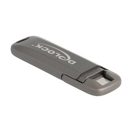DeLOCK 54012 Memoria USB 256 GB USB-C 20 Gbps, Velocidad Lectura 1980 MB/s, Carcasa Metal Gris
