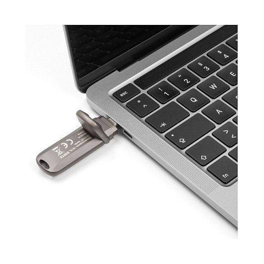 DeLOCK 54012 Memoria USB 256 GB USB-C 20 Gbps, Velocidad Lectura 1980 MB/s, Carcasa Metal Gris