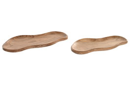 DKD Home Decor Set de 2 Centros de Mesa de Acacia Orgánico