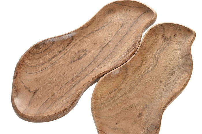 DKD Home Decor Set de 2 Centros de Mesa de Acacia Orgánico