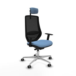 PIQUERAS Y CRESPO Silla de oficina Mardos con mecanismo Sincro/Traslack, Azul cielo y Negro