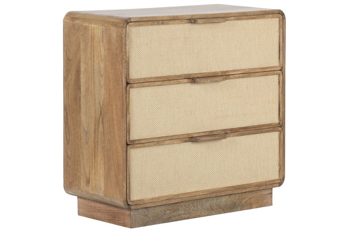 DKD Home Decor Cómoda de Mango y Yute con 3 Cajones Natural