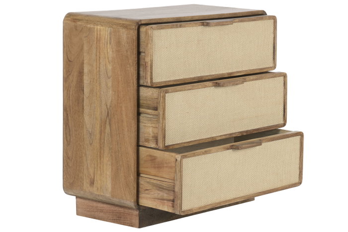 DKD Home Decor Cómoda de Mango y Yute con 3 Cajones Natural