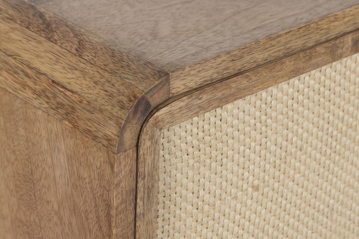 DKD Home Decor Cómoda de Mango y Yute con 3 Cajones Natural