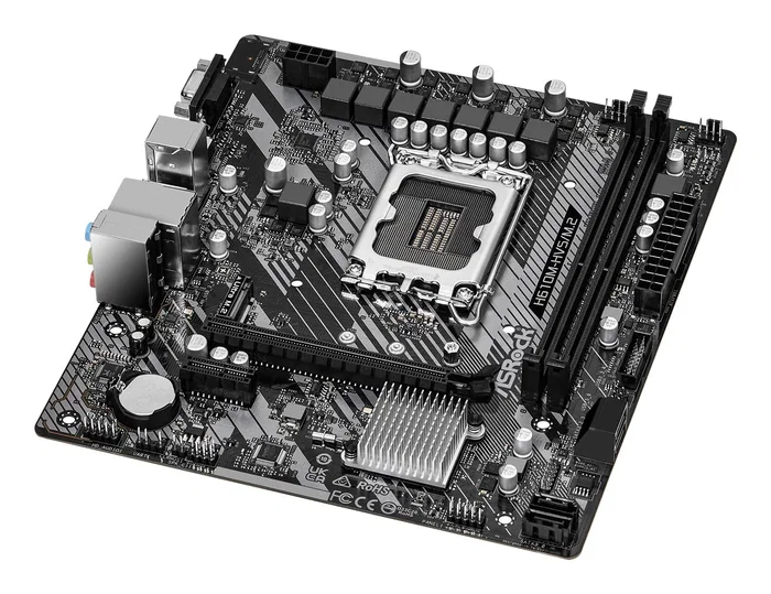 ASRock H610M-HVS/M.2 R2.0 - Placa Base Intel H610 Socket LGA 1700 Micro ATX con 2x DDR4, HDMI, VGA, PCIe 4.0 y Ranura M.2