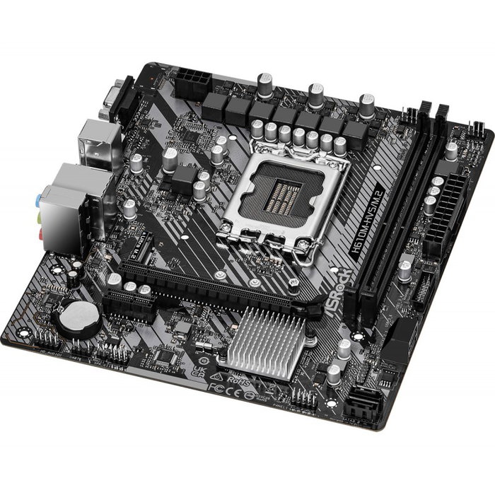 ASRock Placa Base H610M-HVS/M.2 R2.0, Socket LGA1700, Intel H610, Micro ATX, 2x DDR4, HDMI, VGA, PCIe 4.0, M.2