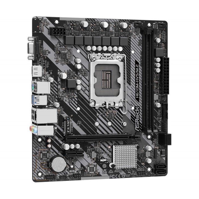 ASRock Placa Base H610M-HVS/M.2 R2.0, Socket LGA1700, Intel H610, Micro ATX, 2x DDR4, HDMI, VGA, PCIe 4.0, M.2