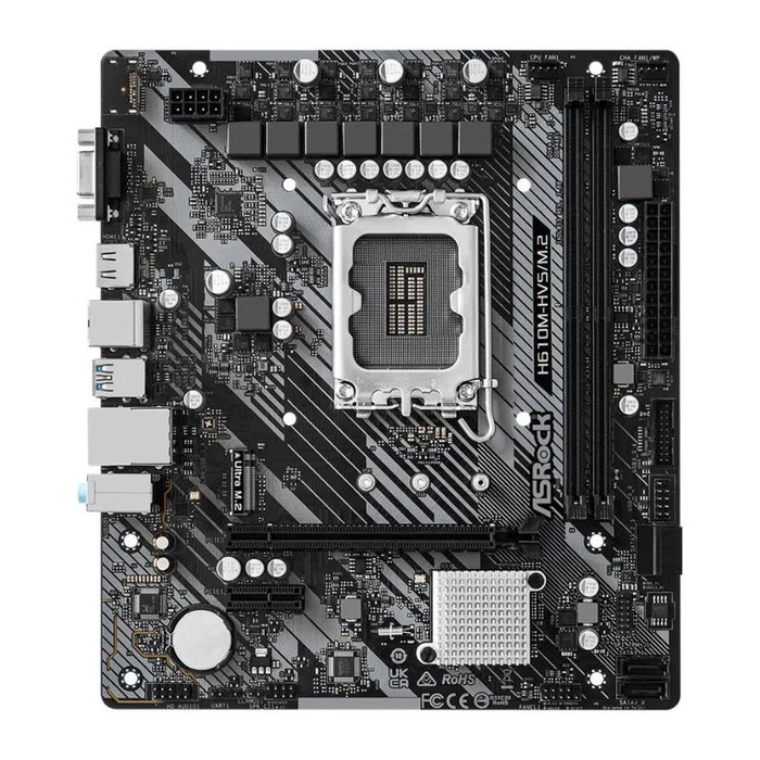ASRock Placa Base H610M-HVS/M.2 R2.0, Socket LGA1700, Intel H610, Micro ATX, 2x DDR4, HDMI, VGA, PCIe 4.0, M.2