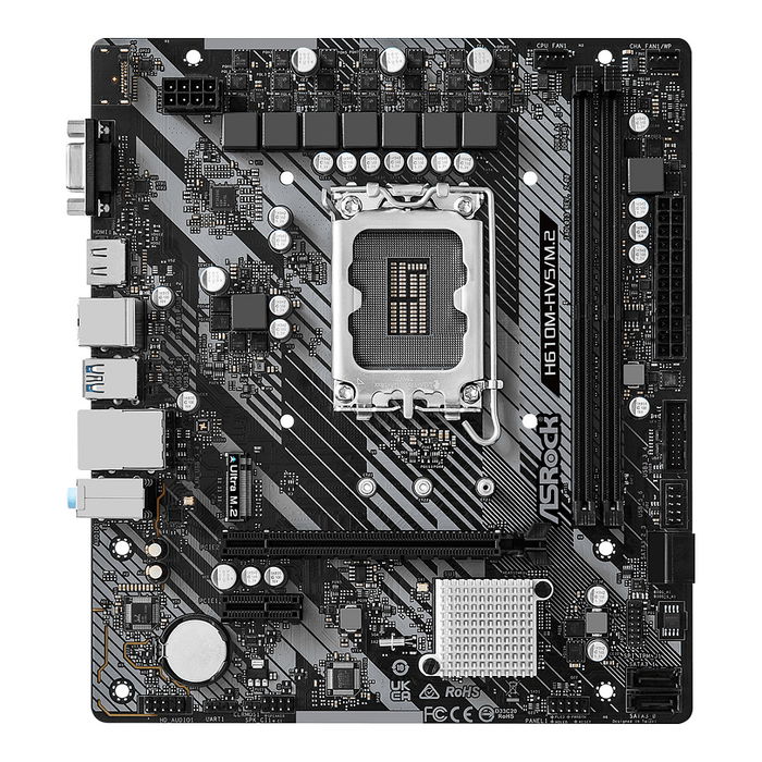 ASRock H610M-HVS/M.2 R2.0 Placa Base Intel H610 LGA 1700 para Core i3/i5/i7, DDR4, Micro ATX, 2 Ranuras DIMM