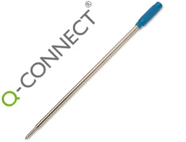 Q-connect Recambio Bolígrafo Tipo Cross, Azul, Cuerpo Metálico, Punta de Bola, Trazo 0.5 mm