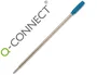 Q-connect Recambio Bolígrafo Tipo Cross, Azul, Cuerpo Metálico, Punta de Bola, Trazo 0.5 mm