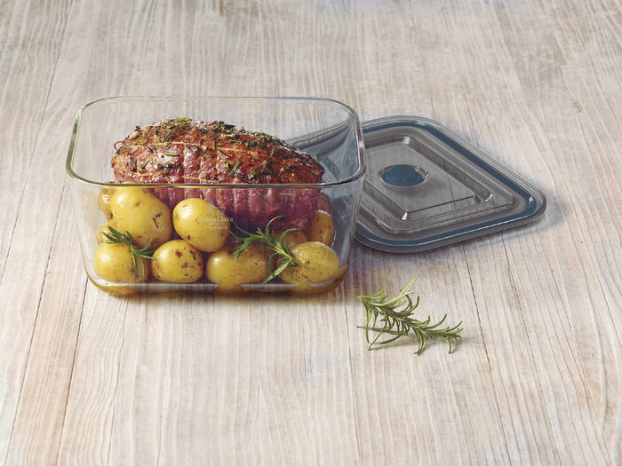 Inde Fuente Rectangular con Tapa Hermética y Válvula 500M, 10 x 6.5 x 14 cm (4 Unidades)