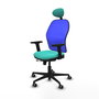 PIQUERAS Y CRESPO Silla de oficina Jorquera con mecanismo Sincro/Traslack, Turquesa y Azul