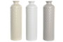 DKD Home Decor Jarrón Dolomite Geométrico Surtido de 3 piezas Gris y Blanco