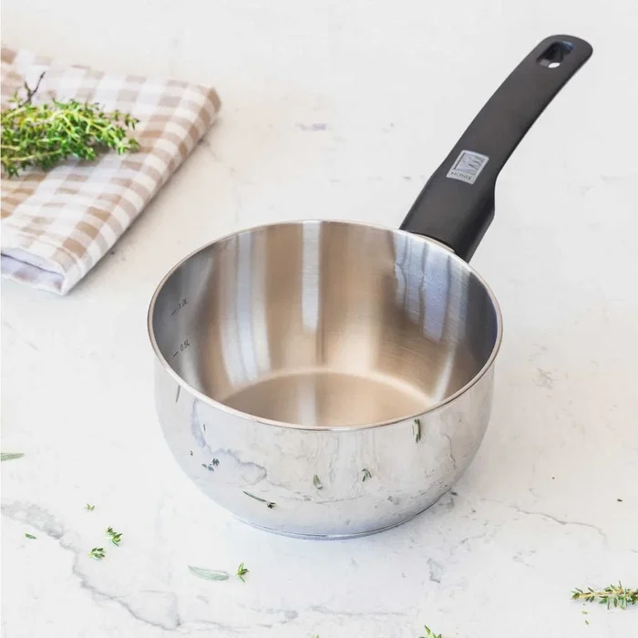 Monix Elite Cazo de Aluminio Fundido Ø16cm con Tapa de Vidrio, Apto para Inducción