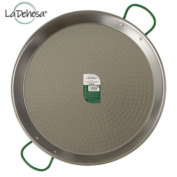 La Dehesa Paellera Pulida 70 cm Acero Pulido 30 Raciones Apta Gas y Leña (Set de 2)