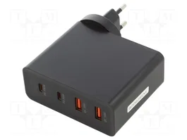 Qoltec GaN POWER PRO 130W 2xUSB-C 2xUSB Negro