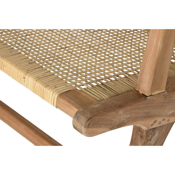 DKD Home Decor Banco de Teca y Ratán Marrón 120x76x68