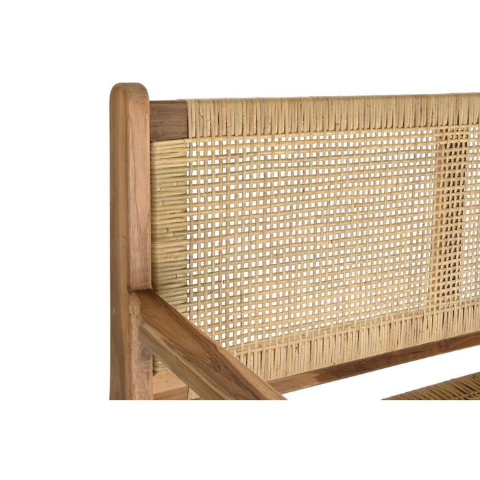 DKD Home Decor Banco de Teca y Ratán Marrón 120x76x68