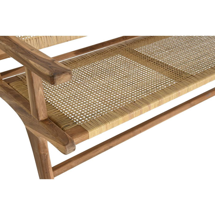 DKD Home Decor Banco de Teca y Ratán Marrón 120x76x68
