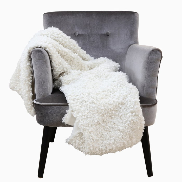 DKD Home Decor Boucle 2c24 Manta para Sofá Crudo 170 x 130 cm (2 Unidades)