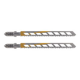 Wolfcraft Hoja de sierra de calar HCS 100 mm (2 uds) - Vástago en T para corte fino en madera y plástico, longitud trabajo 75 mm, profundidad corte 30 mm