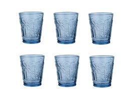 DKD Home Decor Set de 6 Vasos de Cristal Palmeras Azul 290ml
