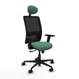 PIQUERAS Y CRESPO Silla de oficina Zulema, mecanismo sincro, Verde esmeralda/Negro