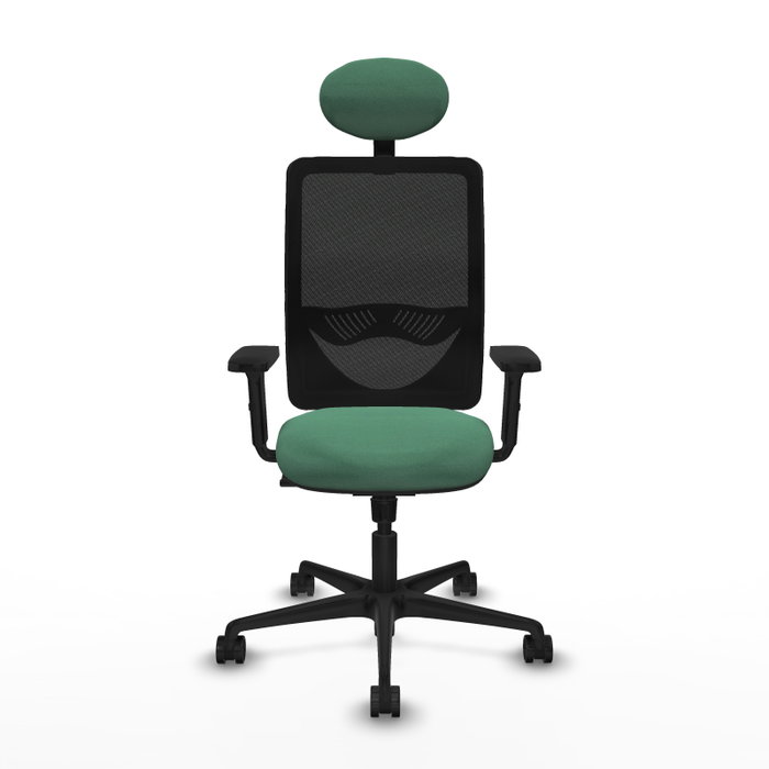 PIQUERAS Y CRESPO Silla de oficina Zulema con mecanismo Sincro, Verde esmeralda y Negro