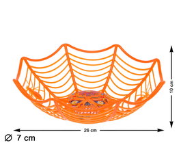 Canasto de Plástico Naranja en Forma de Telaraña con Calavera
