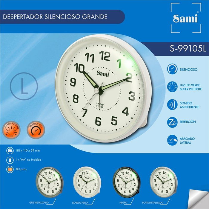 SAMI Despertador Sami Grande con Números Rojos y Luz