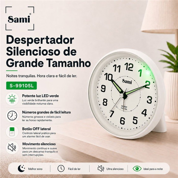 SAMI Despertador Sami Grande con Números Rojos y Luz