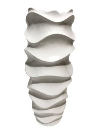 DKD Home Decor Macetero de Fibra de Vidrio Ondas Lacado Blanco 44x44x101 cm