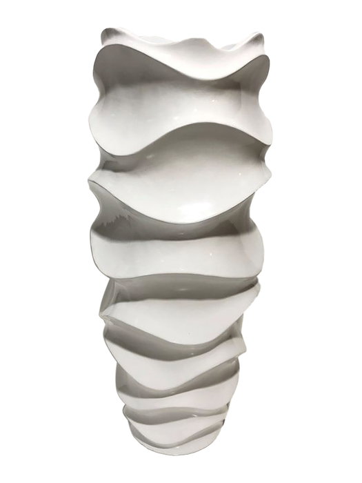 DKD Home Decor Macetero de Fibra de Vidrio Ondas Lacado Blanco 44x44x101 cm DKD Home Decor Macetero de Fibra de Vidrio Ondas Lacado Blanco 44x44x101 cm
