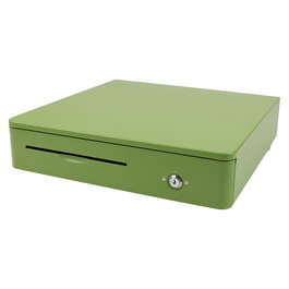 Olympia M405 Cajón de Efectivo Electrónico, Metal, Verde, 12-24V, 405 x 400 x 102 mm, con Bandeja, 4 Compartimentos Billetes, 8 de Monedas