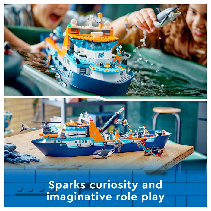 LEGO City 60368 Arktis-Forschungsschiff Set de Construcción para Niños, 815 Piezas, Barco Explorador del Ártico, Multicolor, 7+ Años