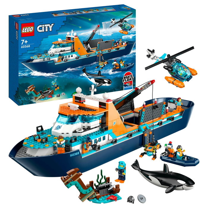 LEGO City 60368 Arktis-Forschungsschiff Set de Construcción para Niños, 815 Piezas, Barco Explorador del Ártico, Multicolor, 7+ Años
