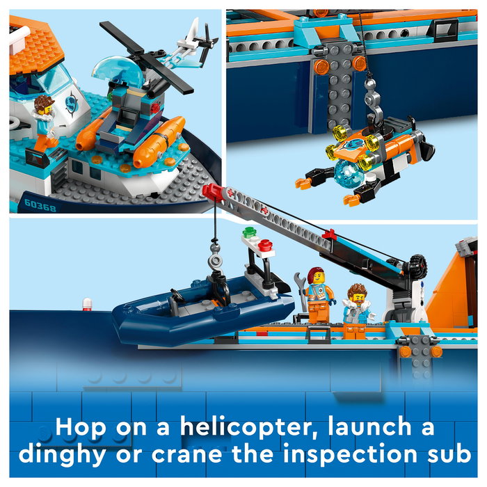 LEGO City 60368 Arktis-Forschungsschiff Set de Construcción para Niños, 815 Piezas, Barco Explorador del Ártico, Multicolor, 7+ Años