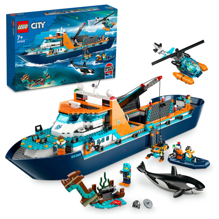LEGO City 60368 Arktis-Forschungsschiff Set de Construcción para Niños, 815 Piezas, Barco Explorador del Ártico, Multicolor, 7+ Años