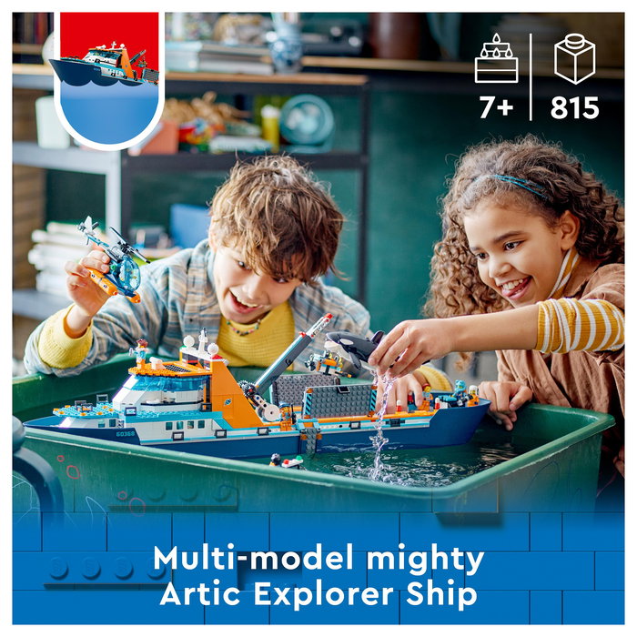 LEGO City 60368 Arktis-Forschungsschiff Set de Construcción para Niños, 815 Piezas, Barco Explorador del Ártico, Multicolor, 7+ Años