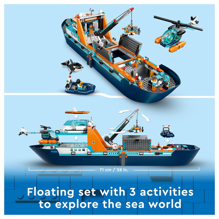 LEGO City 60368 Arktis-Forschungsschiff Set de Construcción para Niños, 815 Piezas, Barco Explorador del Ártico, Multicolor, 7+ Años