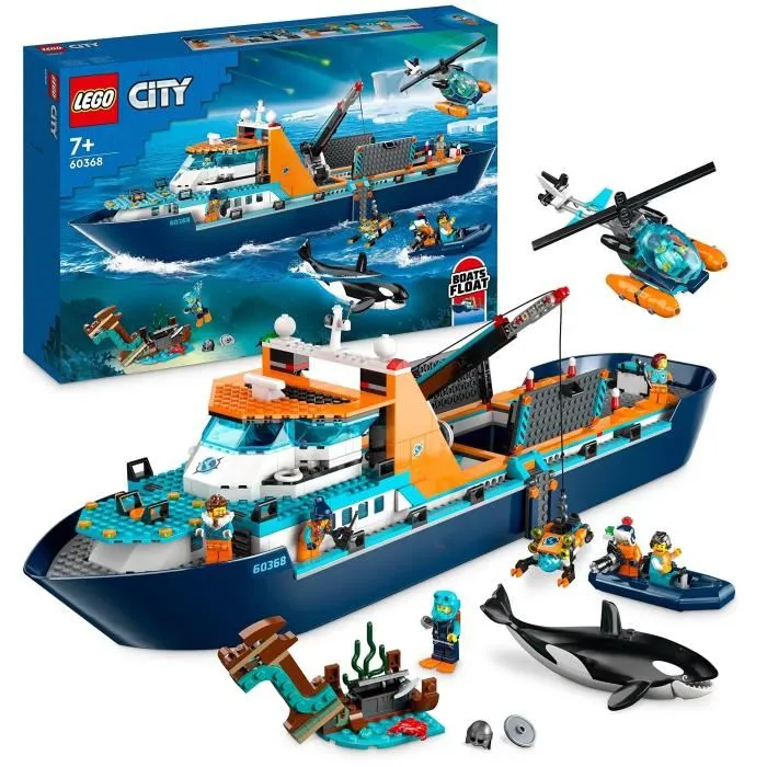 Lego 60368 The Arctic Exploration Ship, Gran Juguete de Bote Flotante, Regalo para Niños