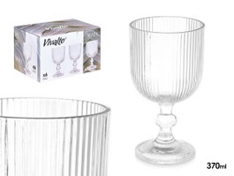 Vivalto Copa Transparente Rayas 370 ml Vidrio 8.7 x 16.3 cm (Set de 24)