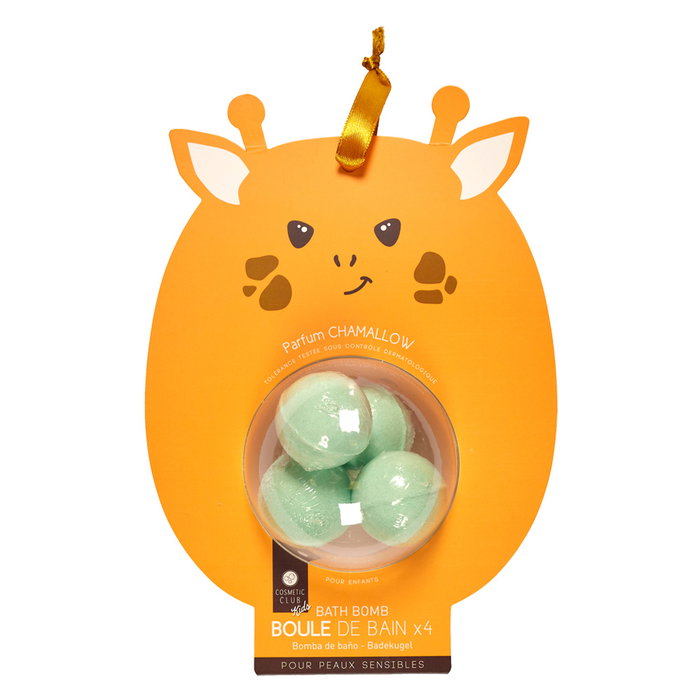 Cosmetic Club Juego de 4 Bombas de Baño Infantiles Kawaii Animales Surtidos Algodón de Azúcar Malvavisco