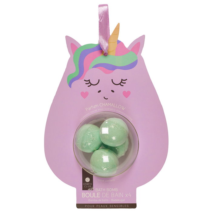 Cosmetic Club Juego de 4 Bombas de Baño Infantiles Kawaii Animales Surtidos Algodón de Azúcar Malvavisco