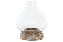 DKD Home Decor Portavela Mango Cristal Natural Marrón Claro