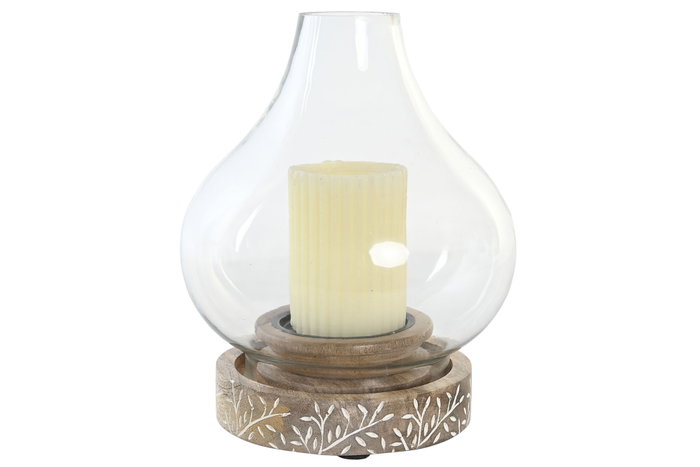 DKD Home Decor Portavela Mango Cristal Natural Marrón Claro