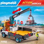 PLAYMOBIL 71750 Camión de Construcción con Grúa Action Heroes, Brazo Extensible Giratorio, Techo Desmontable, para +4 años