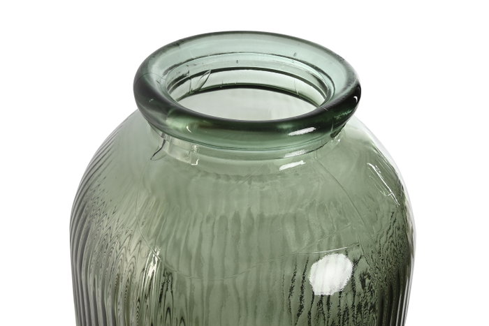 DKD Home Decor Jarrón de Cristal Reciclado Verde Rayado 30x30x72 cm