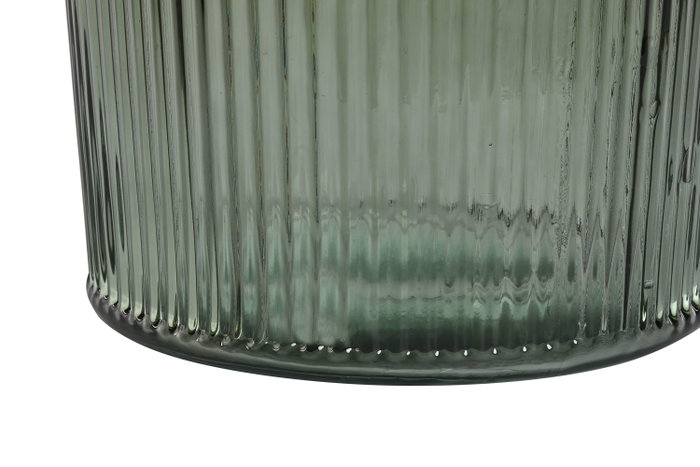 DKD Home Decor Jarrón de Cristal Reciclado Verde Rayado 30x30x72 cm